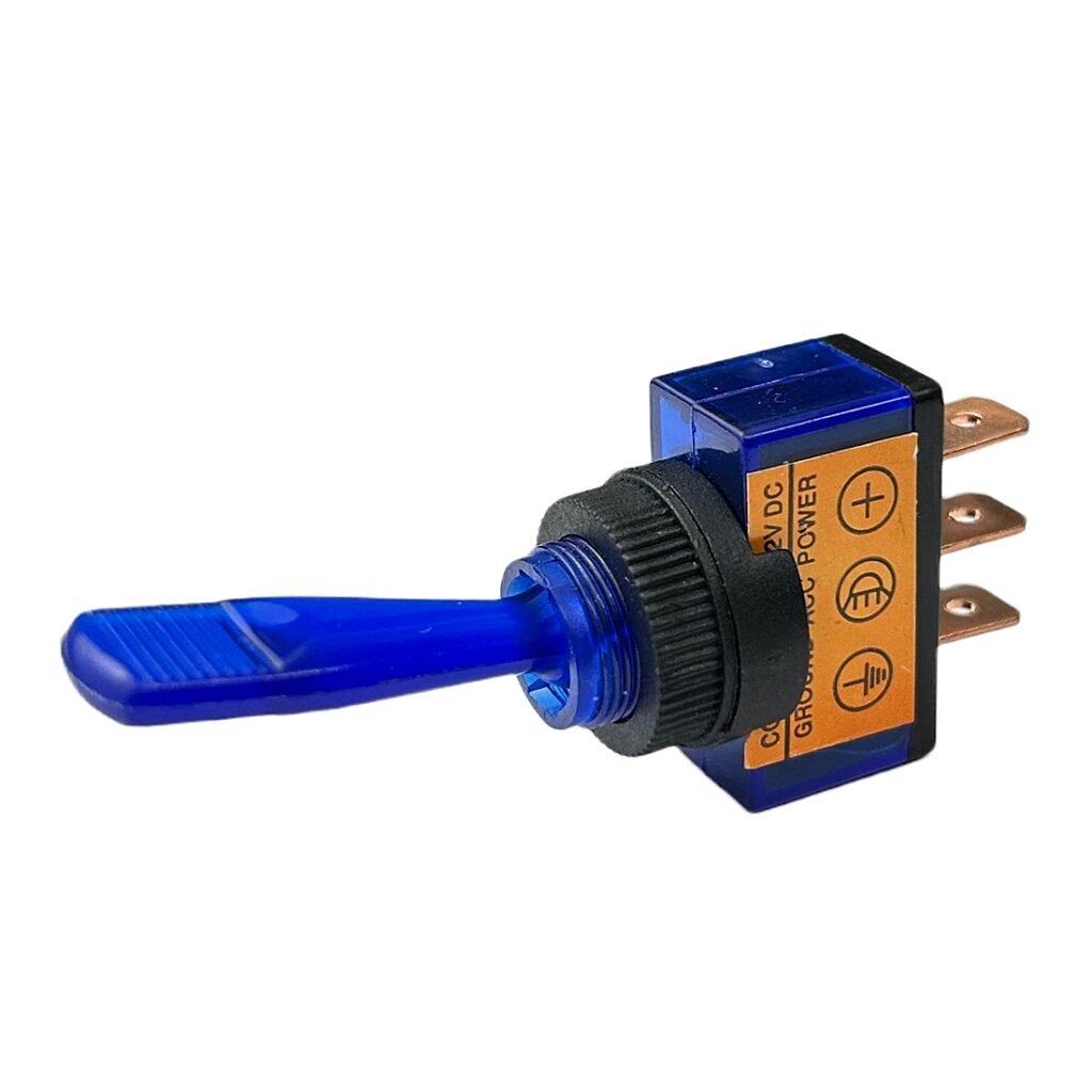 12V 20A Blue On Off Long Lever Toggle Switch - Switch Terminal